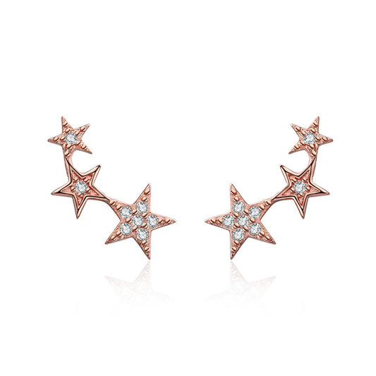 925 Sterling Silver Plated Rose Gold Pavé Setting CZ Earrings for Women