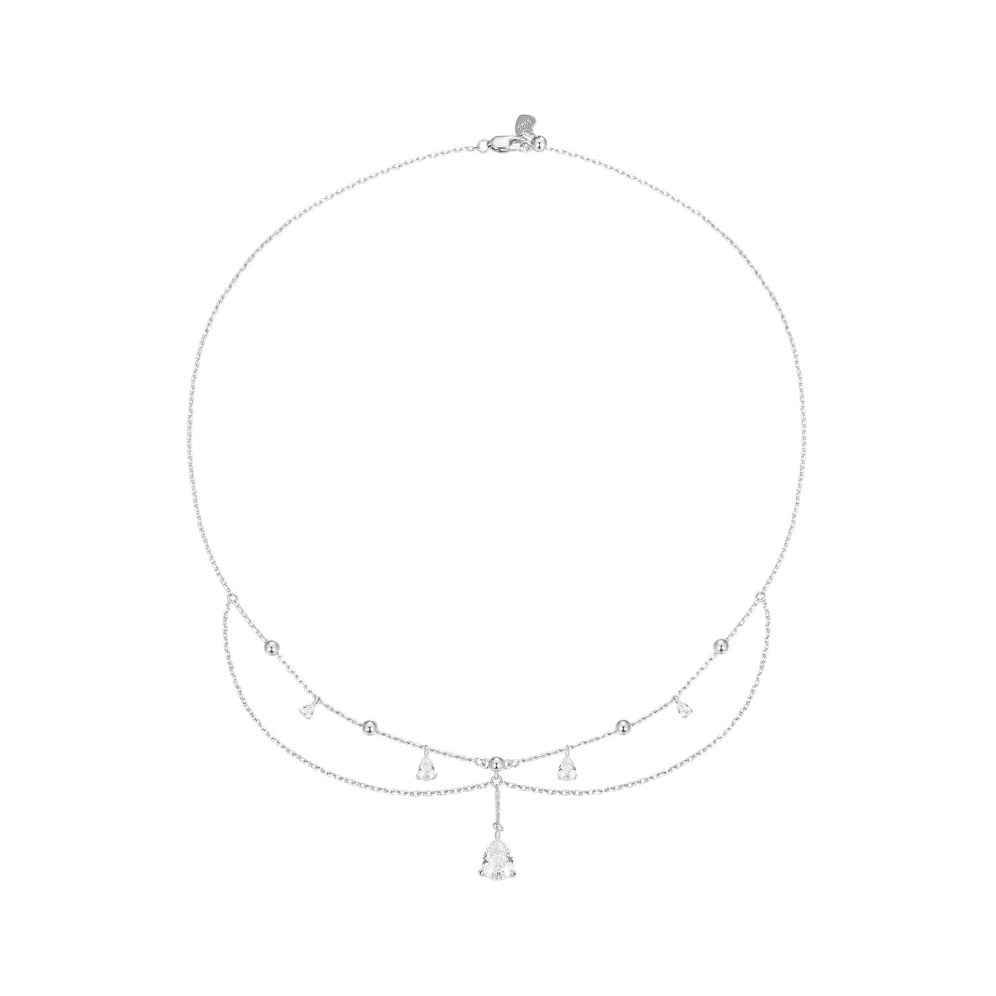 925 Sterling Silver 400mm CZ Pavé Setting Necklace for Women
