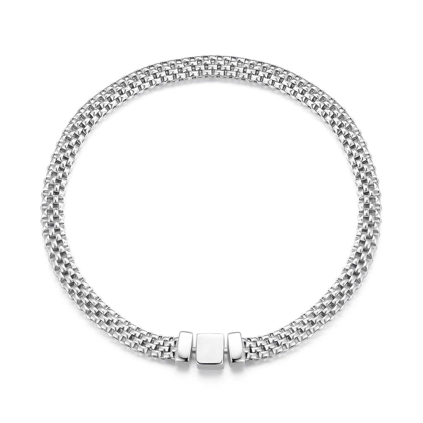 925 Sterling Silver Plated Platinum 17.0 Size Bracelet for Women
