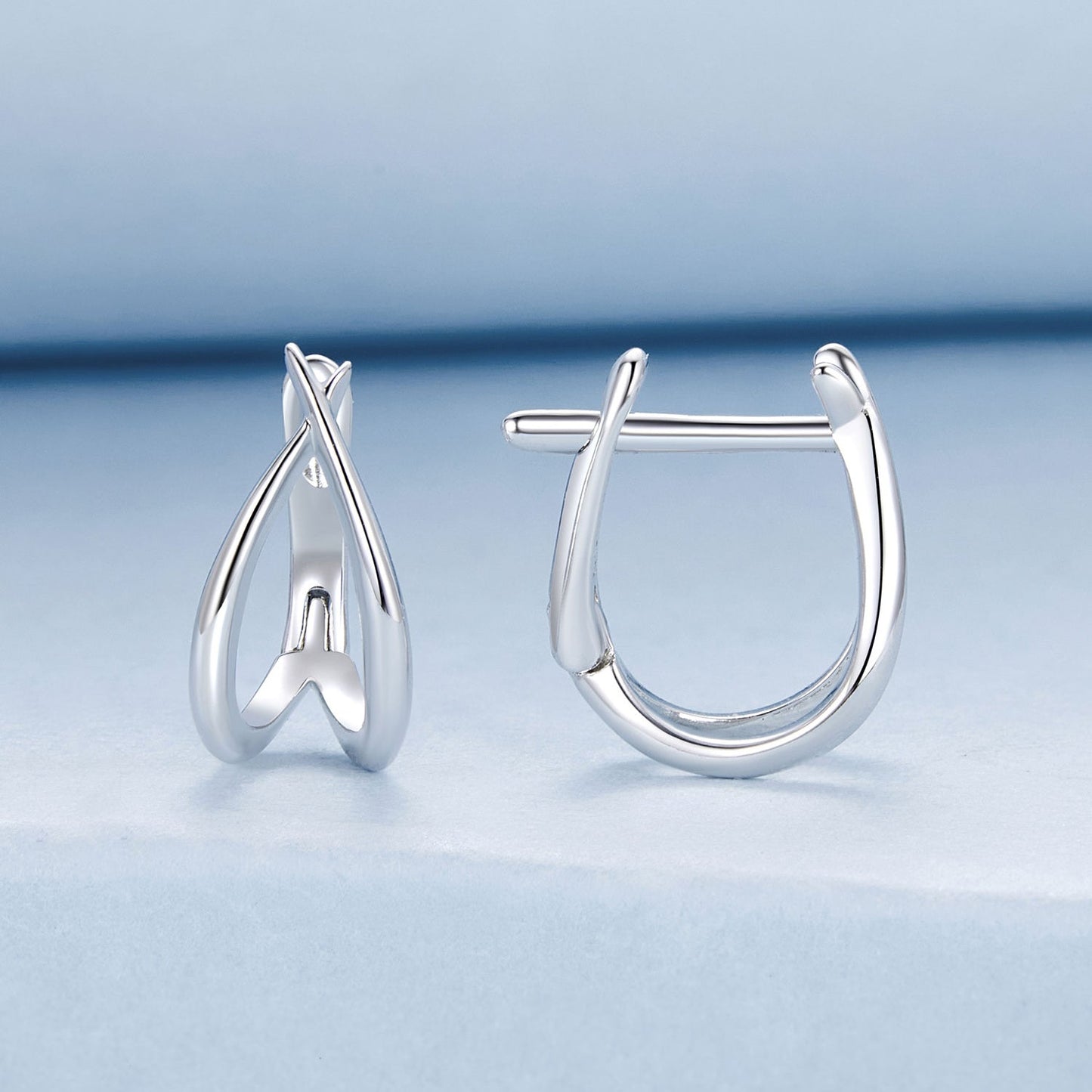 925 Sterling Silver Earrings 1.2x0.6cm with White Gold Plating for Women