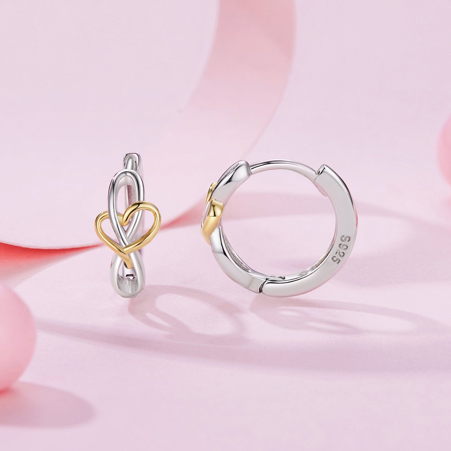925 Sterling Silver Plated White Gold & Gold Hoop Earrings for Women