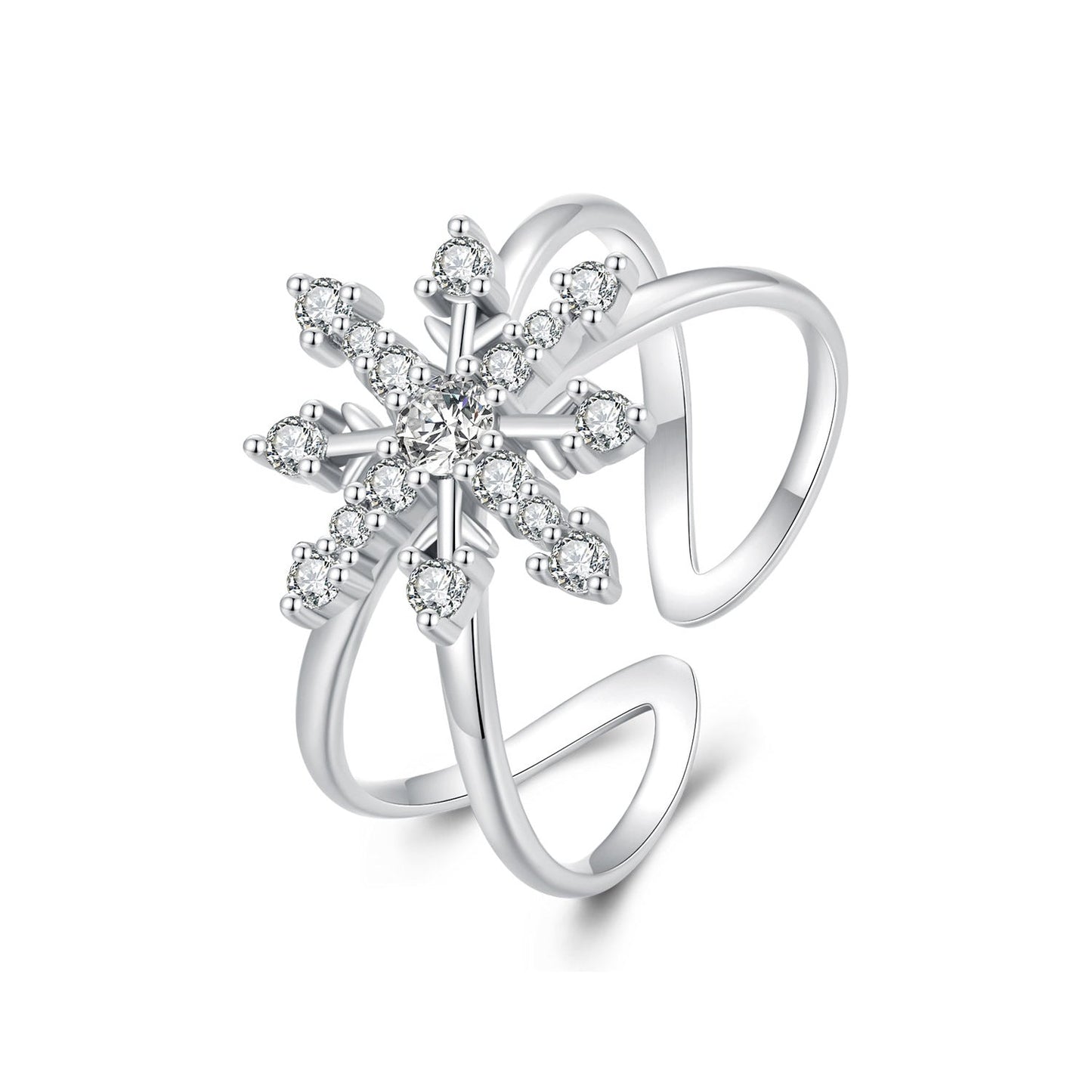 925 Sterling Silver Platinum Plated Pavé Set CZ Ring for Women