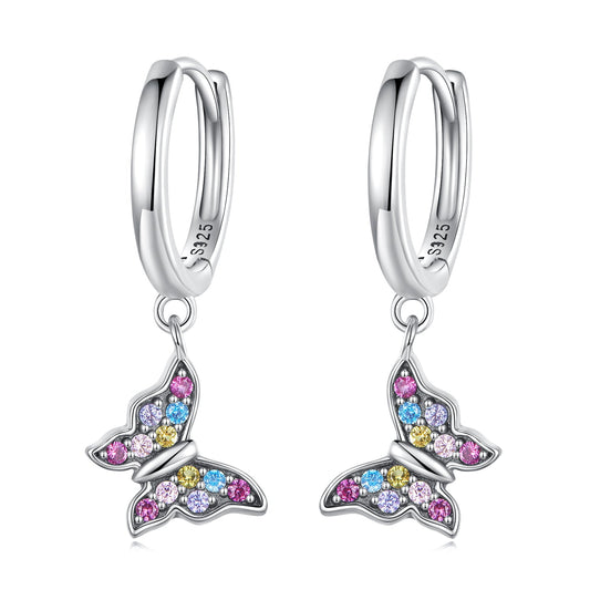 925 Sterling Silver Earrings with Pavé Setting CZ, 2.3*0.95cm, for Women