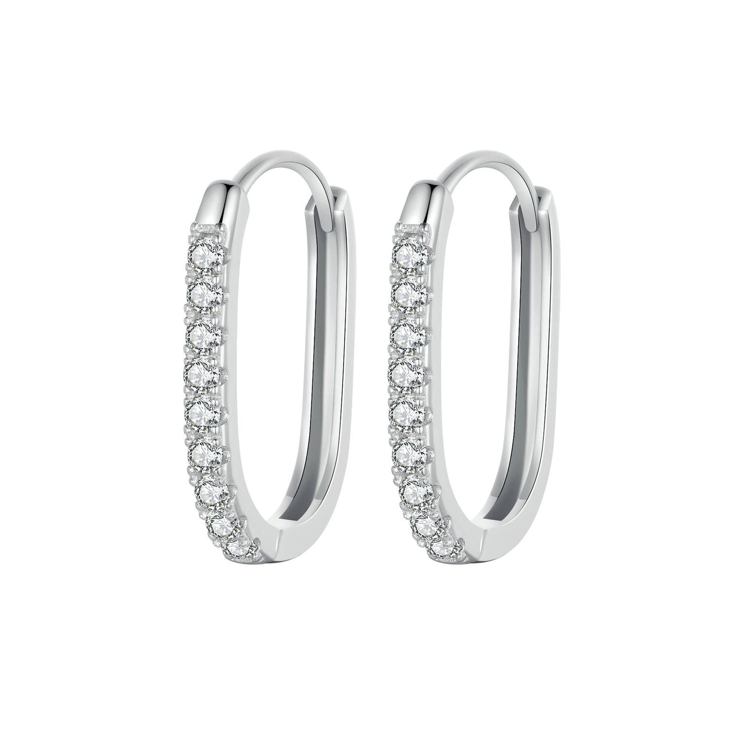 925 Sterling Silver Earrings with Pavé Setting CZ in Platinum for Women