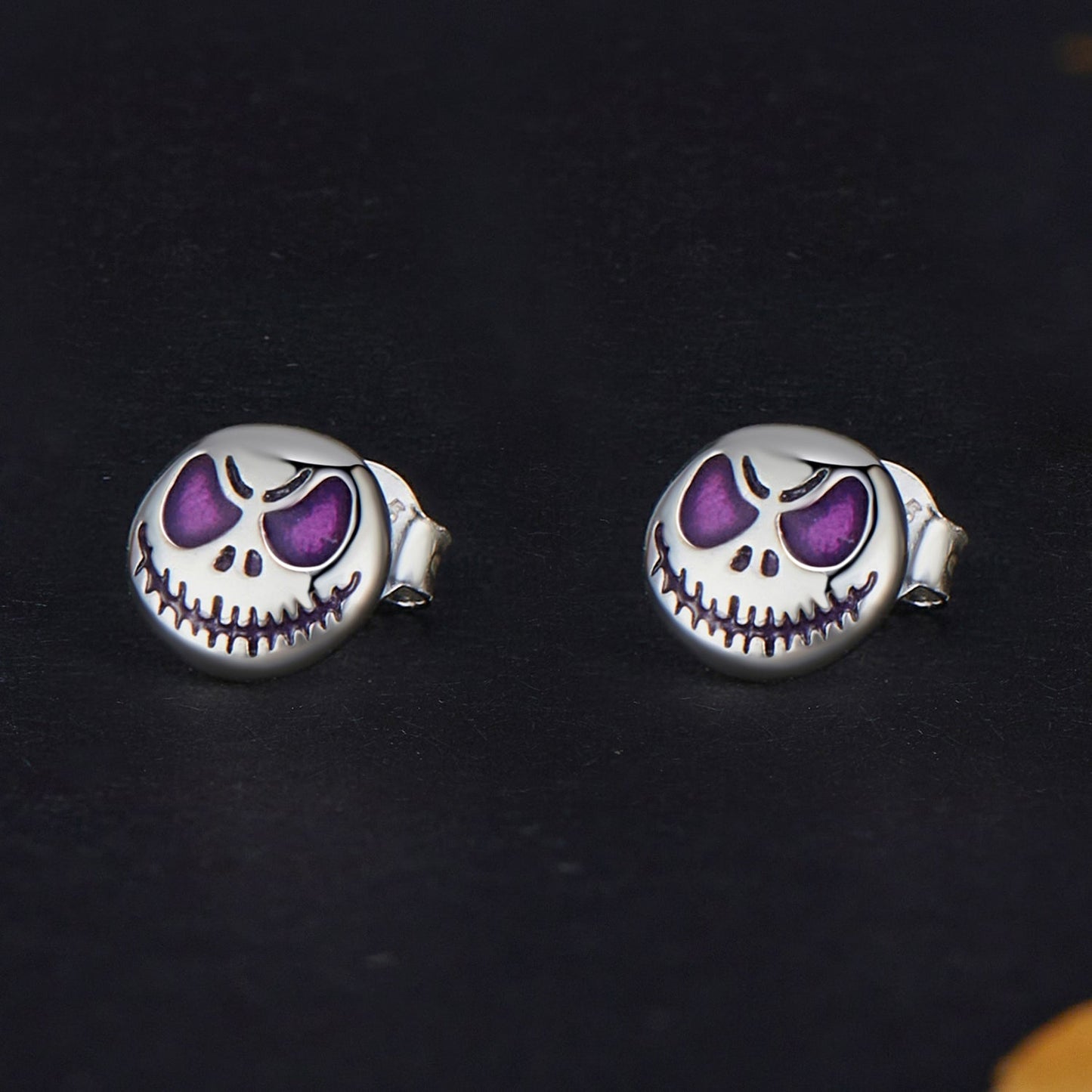 925 Sterling Silver Enamel Oxidized Earrings - 8mm for Women