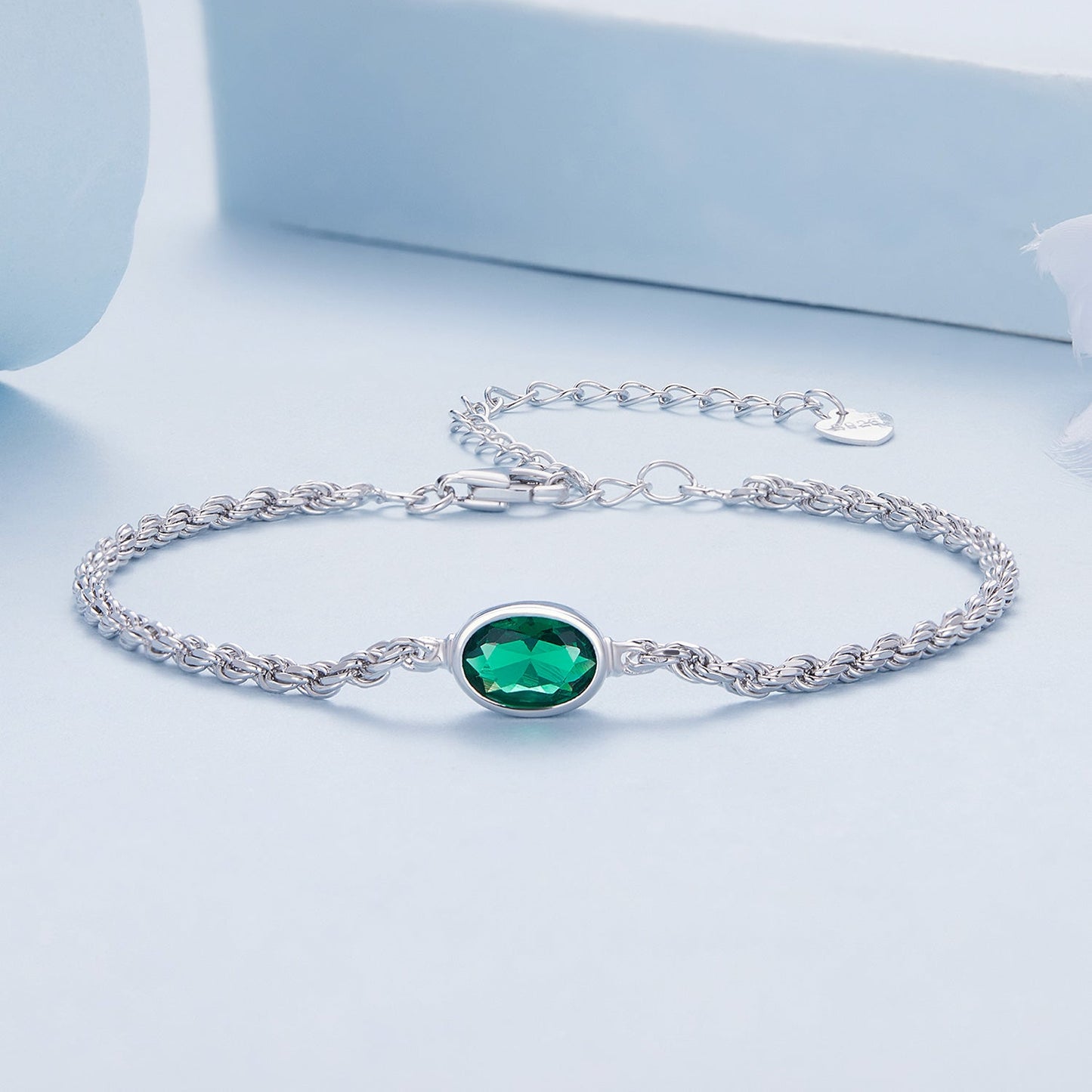 925 Sterling Silver Bracelet with CZ Pendants 150mm + 60mm Adjustable Size