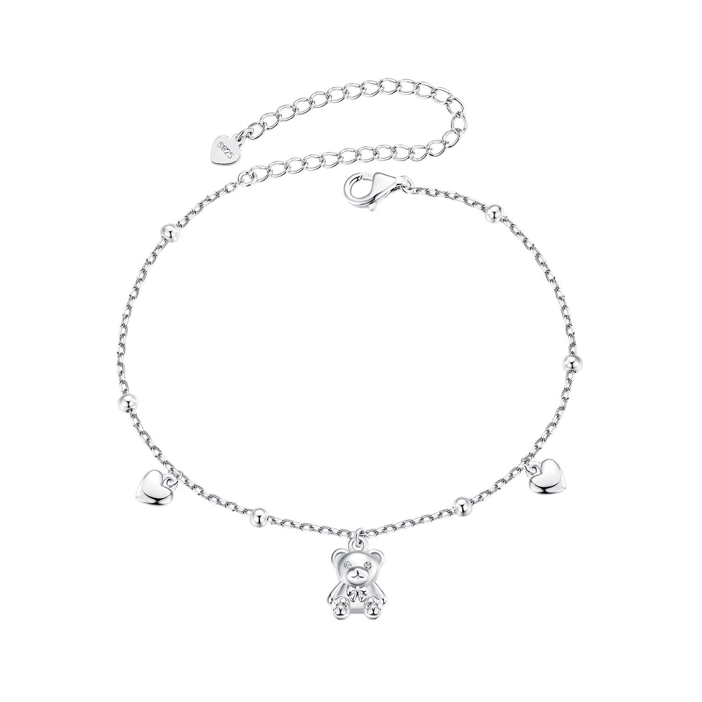 925 Sterling Silver Bracelet with Pavé Setting CZ, 150+60mm Length for Women