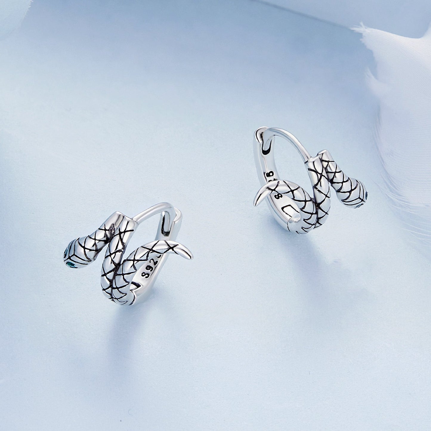 925 Sterling Silver Earrings with Pavé Setting CZ in Oxidized Finish