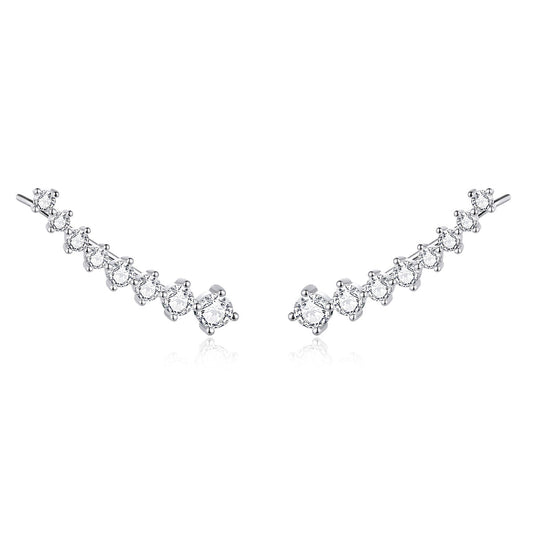 925 Sterling Silver Earrings with Pavé Setting CZ - 2.9*0.7cm
