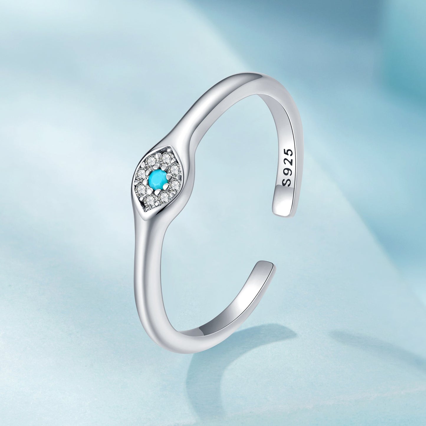 925 Sterling Silver Synthetic Turquoise Pavé CZ White Gold Plated Pendant 0.4x0.5cm for Women