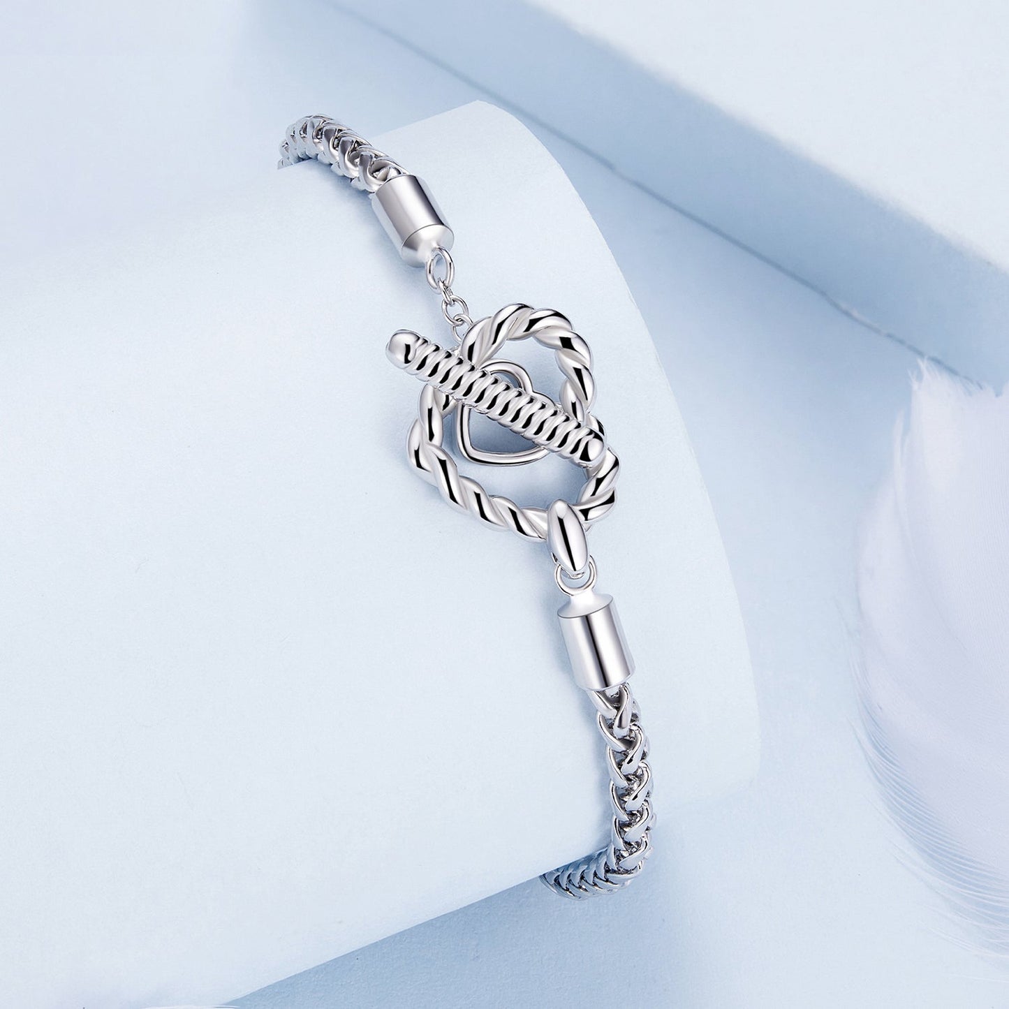 925 Sterling Silver 3.0mm Plated Platinum Bracelet Size 17.0 for Women
