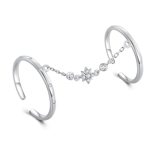925 Sterling Silver Plated CZ Ring 30mm Chain Length, 1.7mm Width for Women