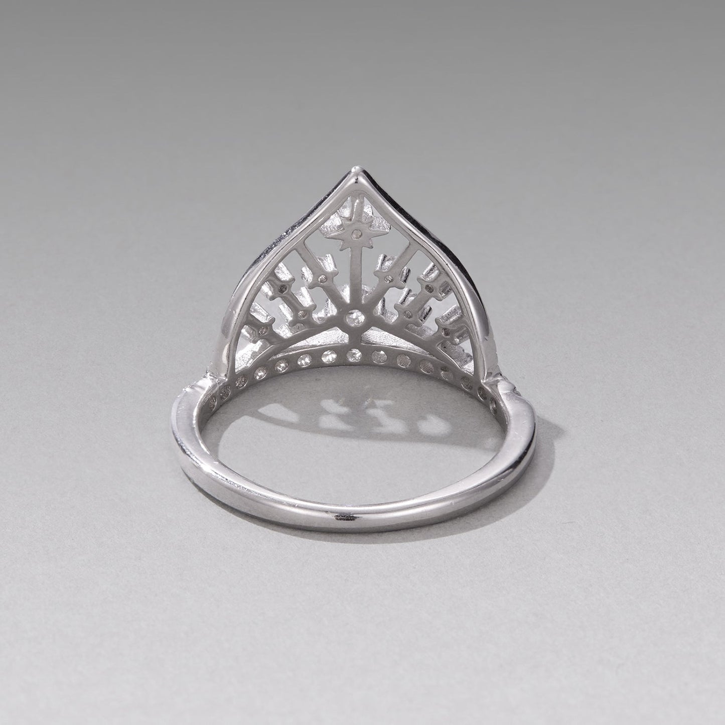925 Sterling Silver White Gold Plated Ring with Pavé Setting CZ Size 6 for Women