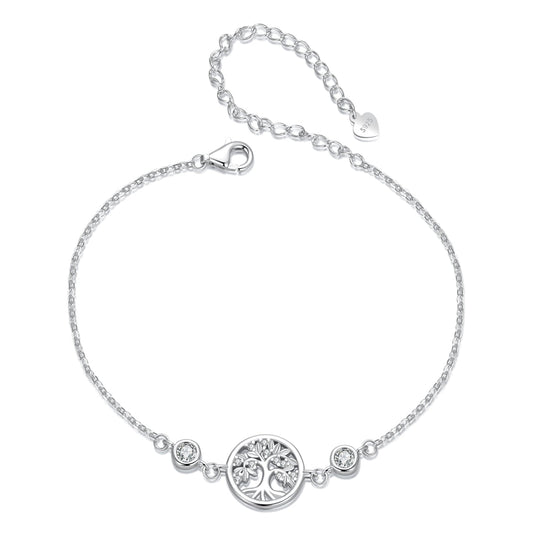 925 Sterling Silver White Gold Plated Bracelet with CZ Pendant