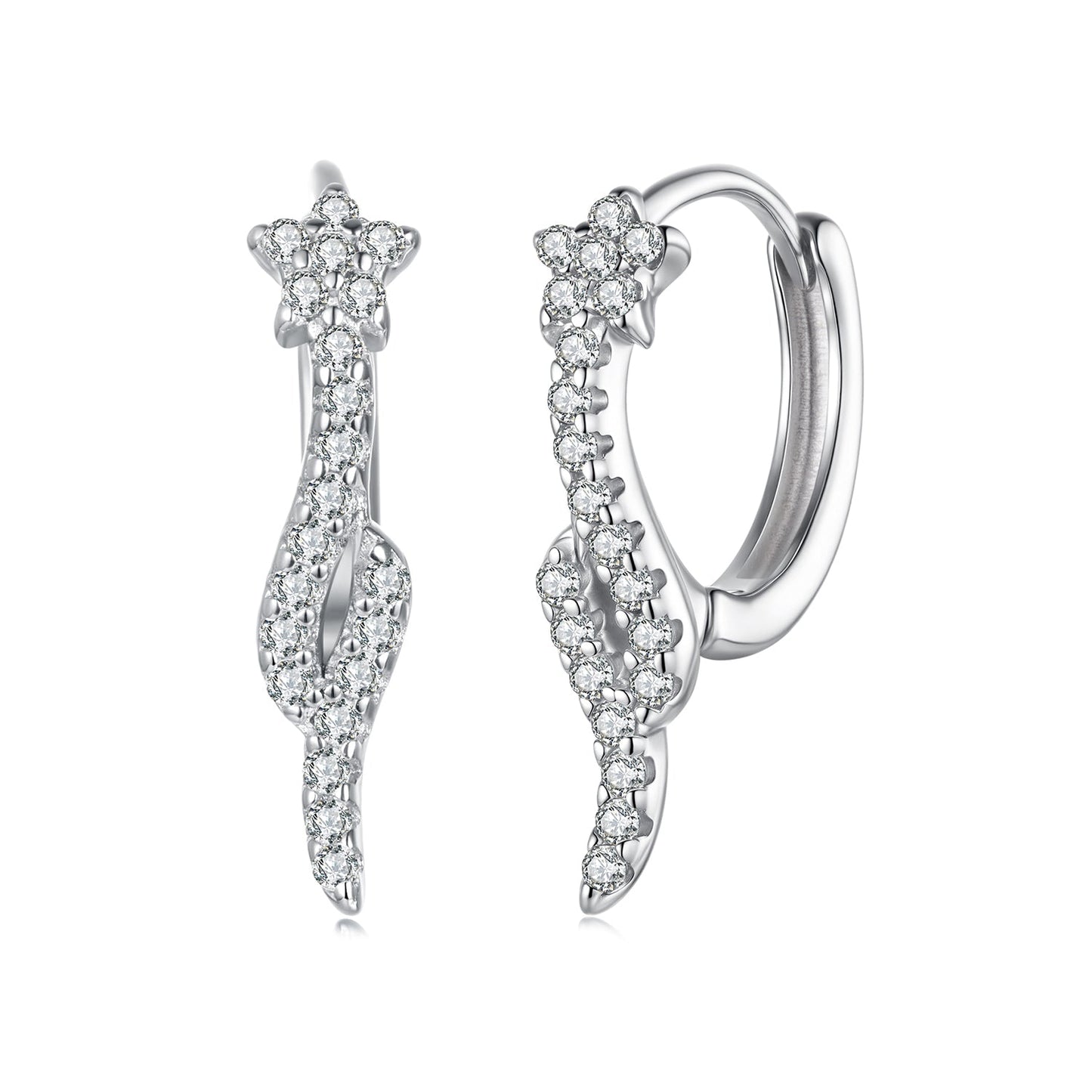925 Sterling Silver Plated White Gold Earrings with CZ for Women
