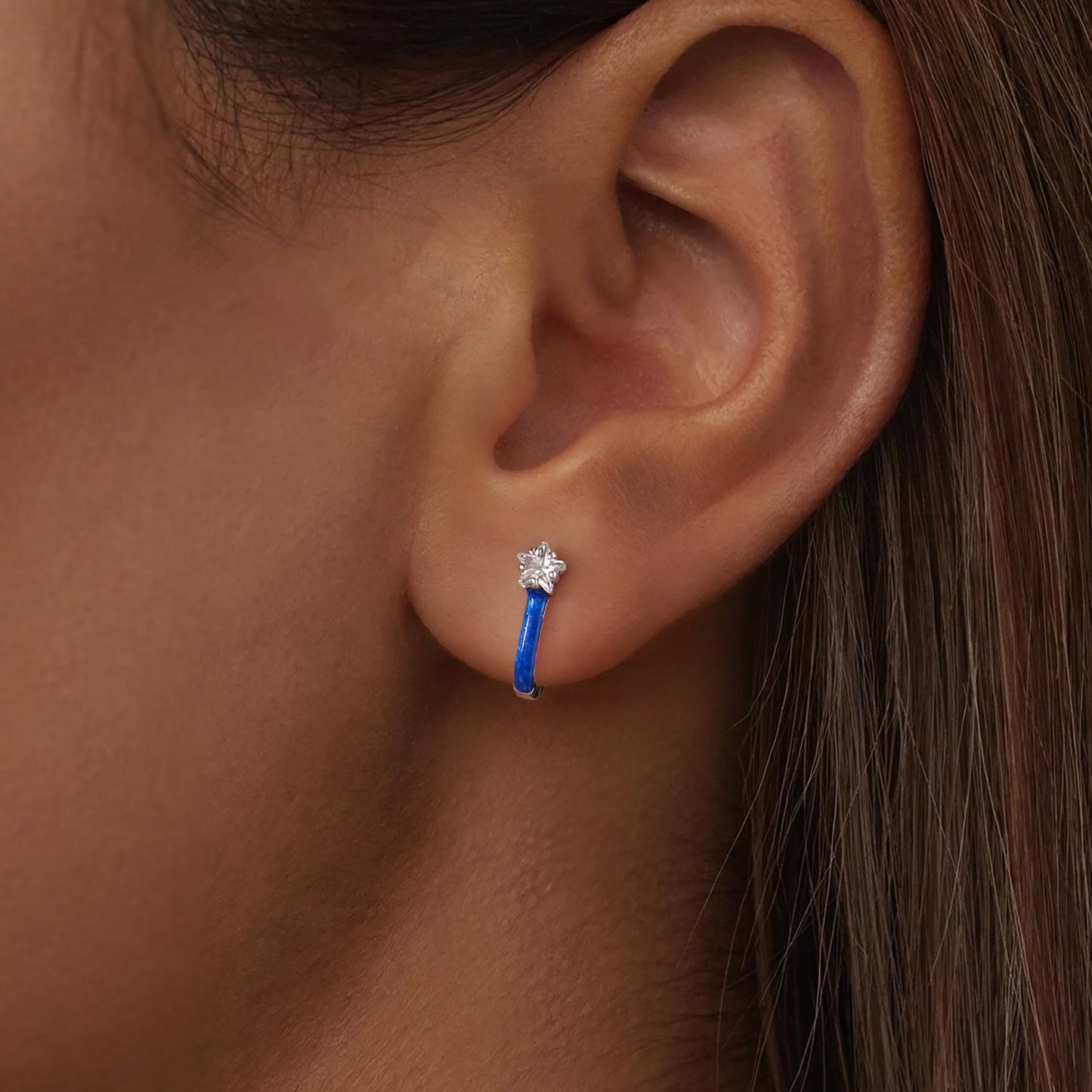 925 Sterling Silver Enamel Earrings with Pavé CZ for Women