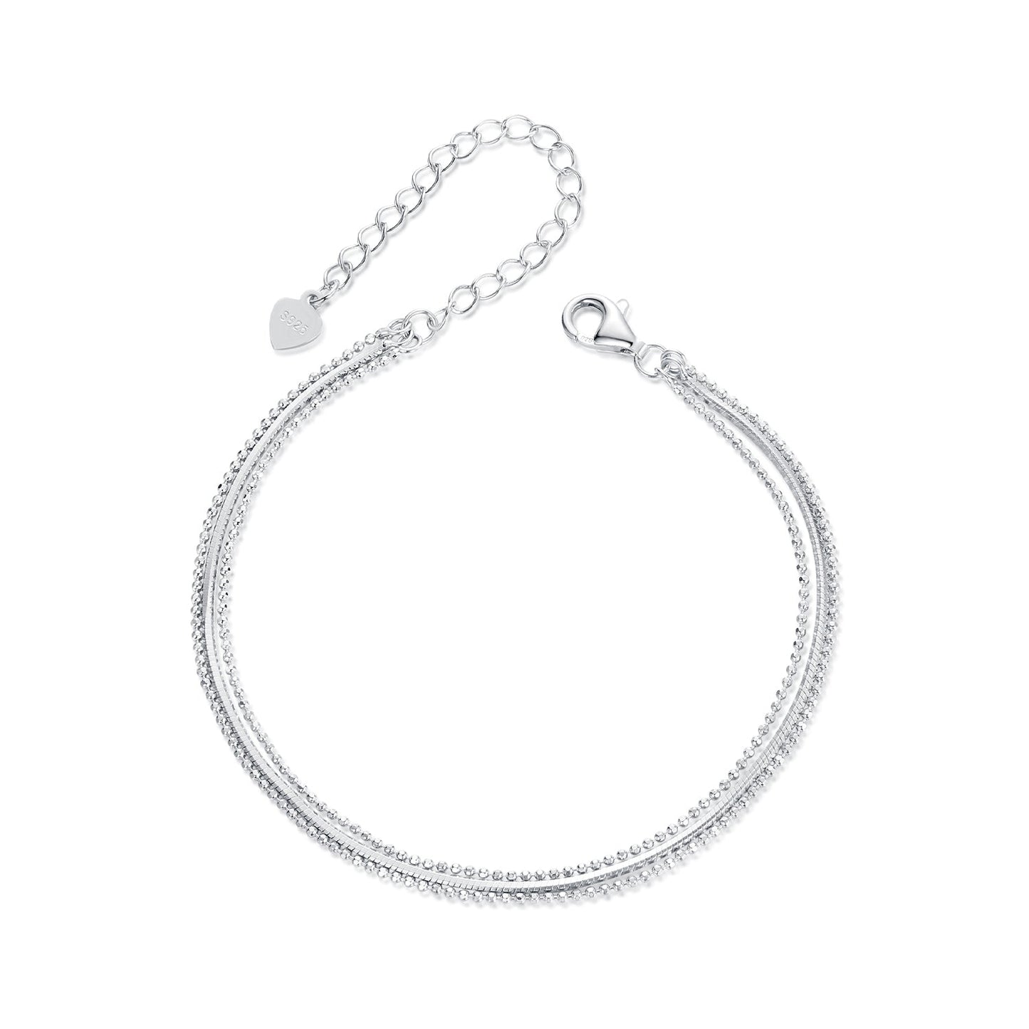 925 Sterling Silver & White Gold Plated Bracelet