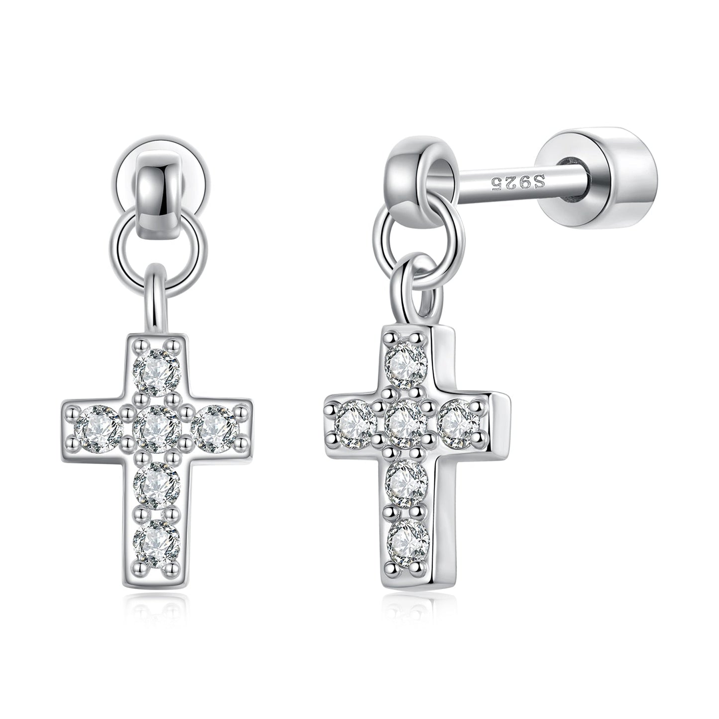 925 Sterling Silver White Gold Plated Pavé Setting CZ Earrings for Women