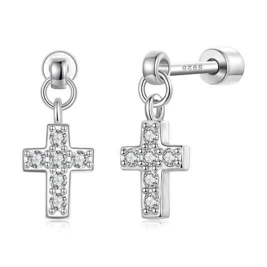 925 Sterling Silver White Gold Plated Pavé Setting CZ Earrings for Women