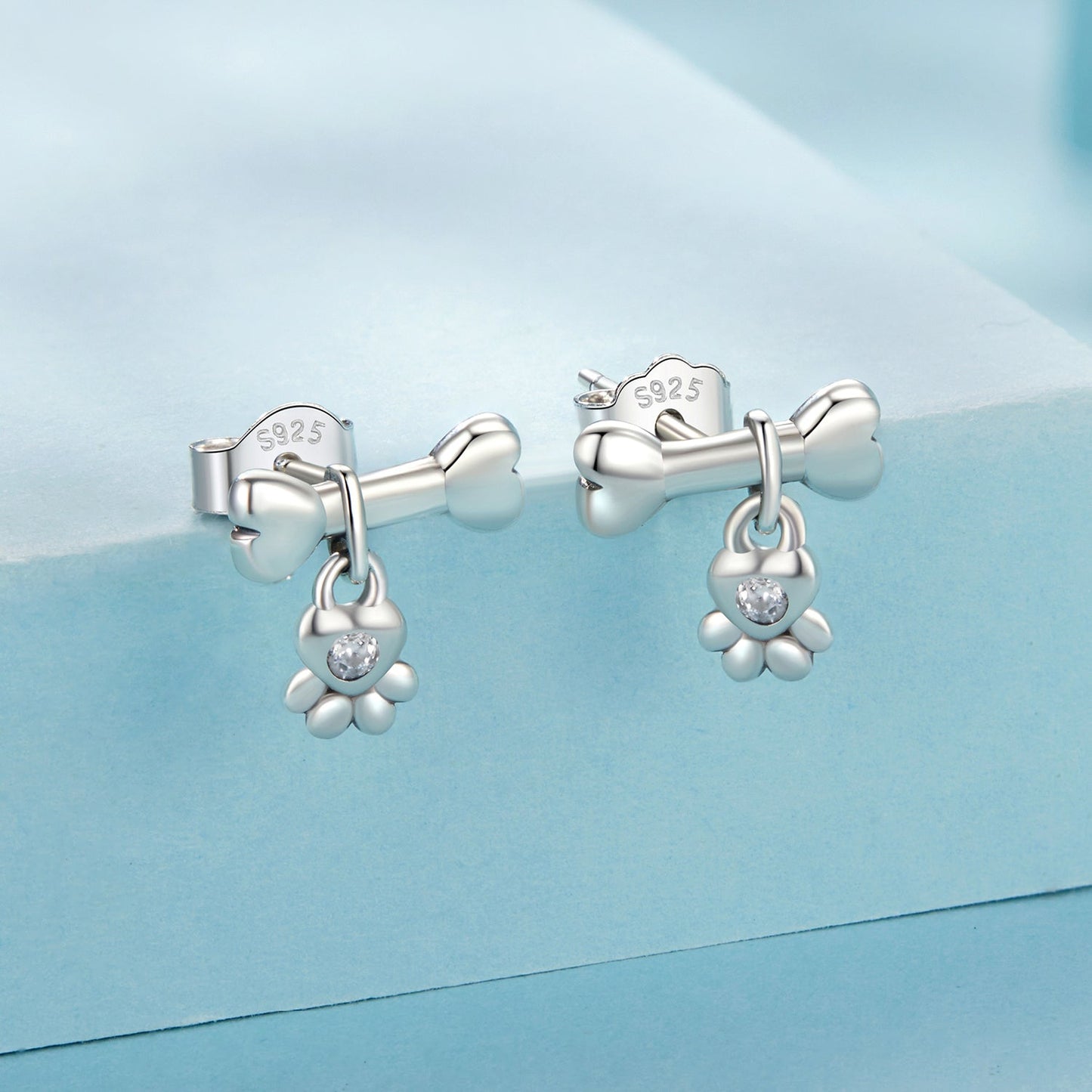 925 Sterling Silver Earrings with Pavé Setting CZ in Oxidized Silver