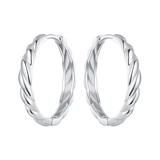 925 Sterling Silver Plated White Gold Earrings for Women - Size 11*3mm