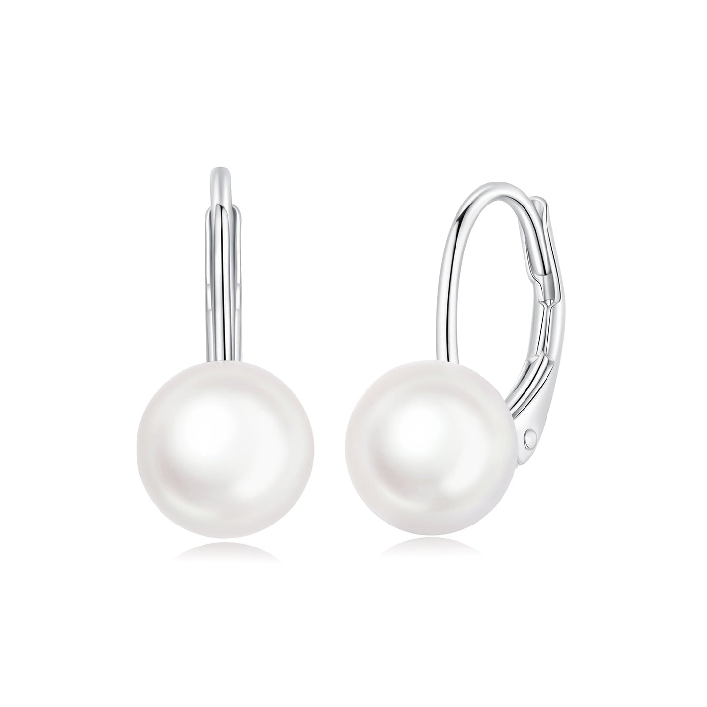 925 Sterling Silver White Gold Plated Freshwater Pearl Earrings for Women