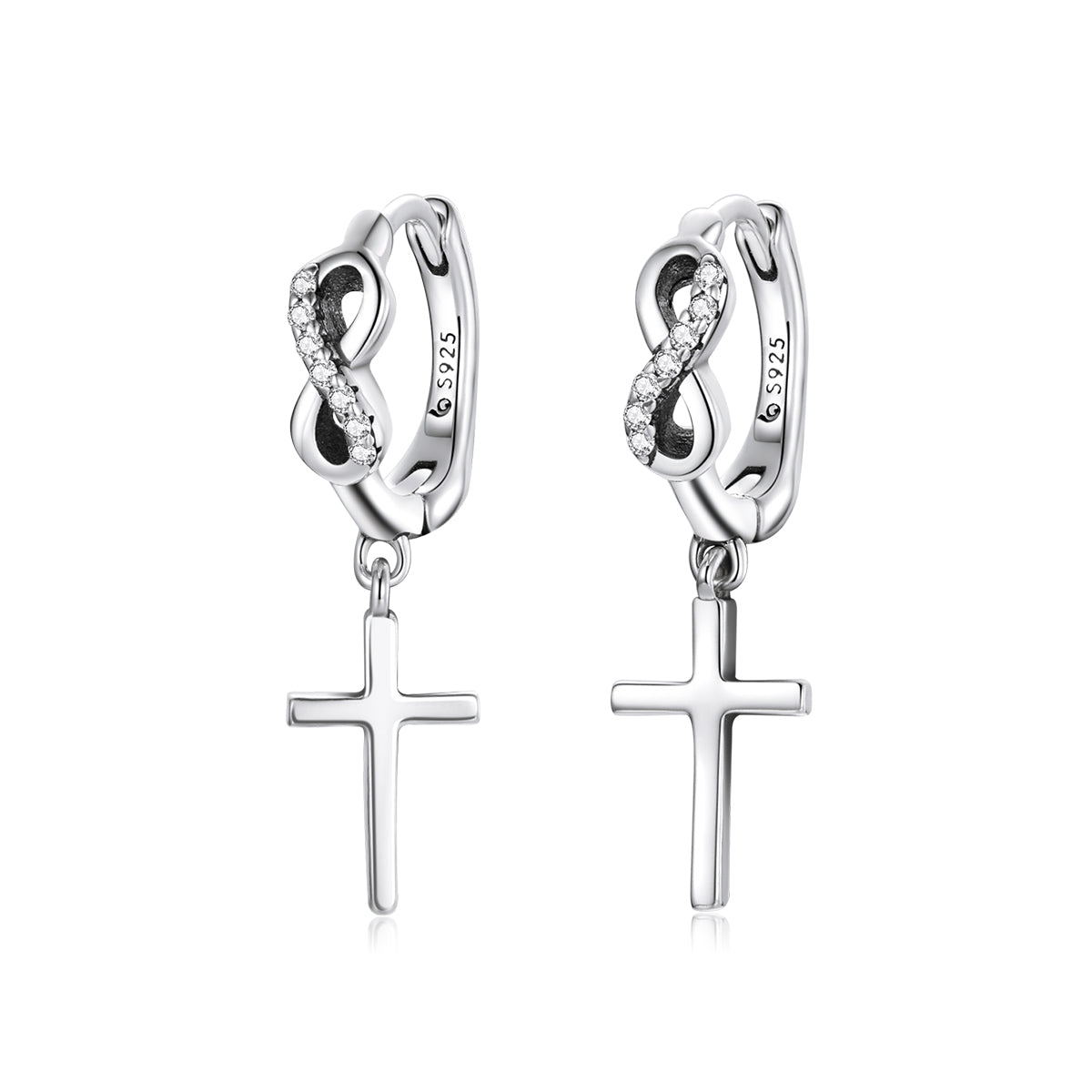 925 Sterling Silver Earrings with Pavé Setting CZ in Oxidized Finish