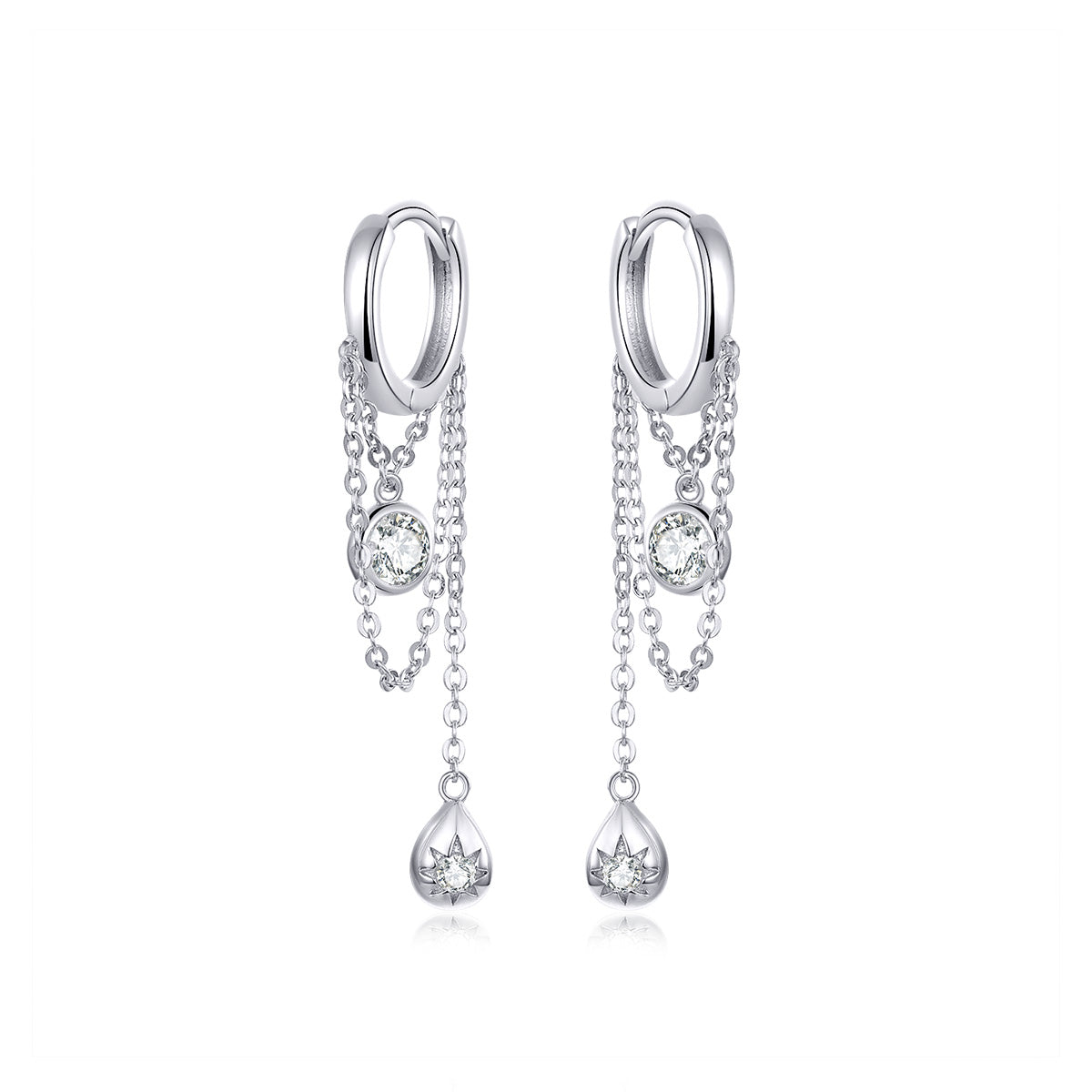 925 Platinum Plated Pavé Setting CZ Earrings
