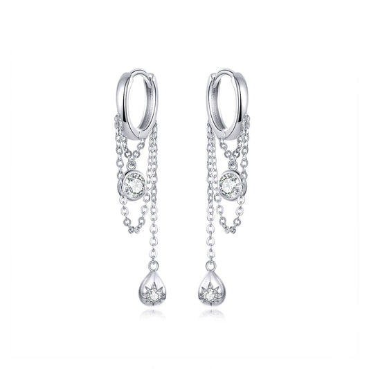 925 Platinum Plated Pavé Setting CZ Earrings