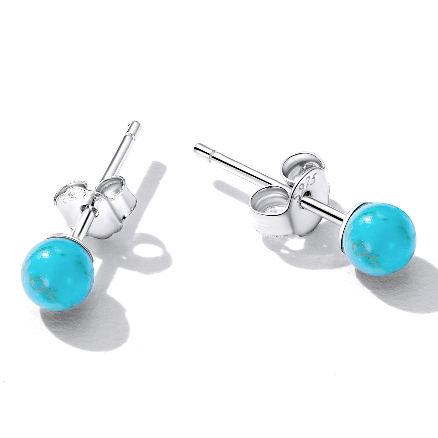 925 Sterling Silver Turquoise Earrings 0.4cm for Women