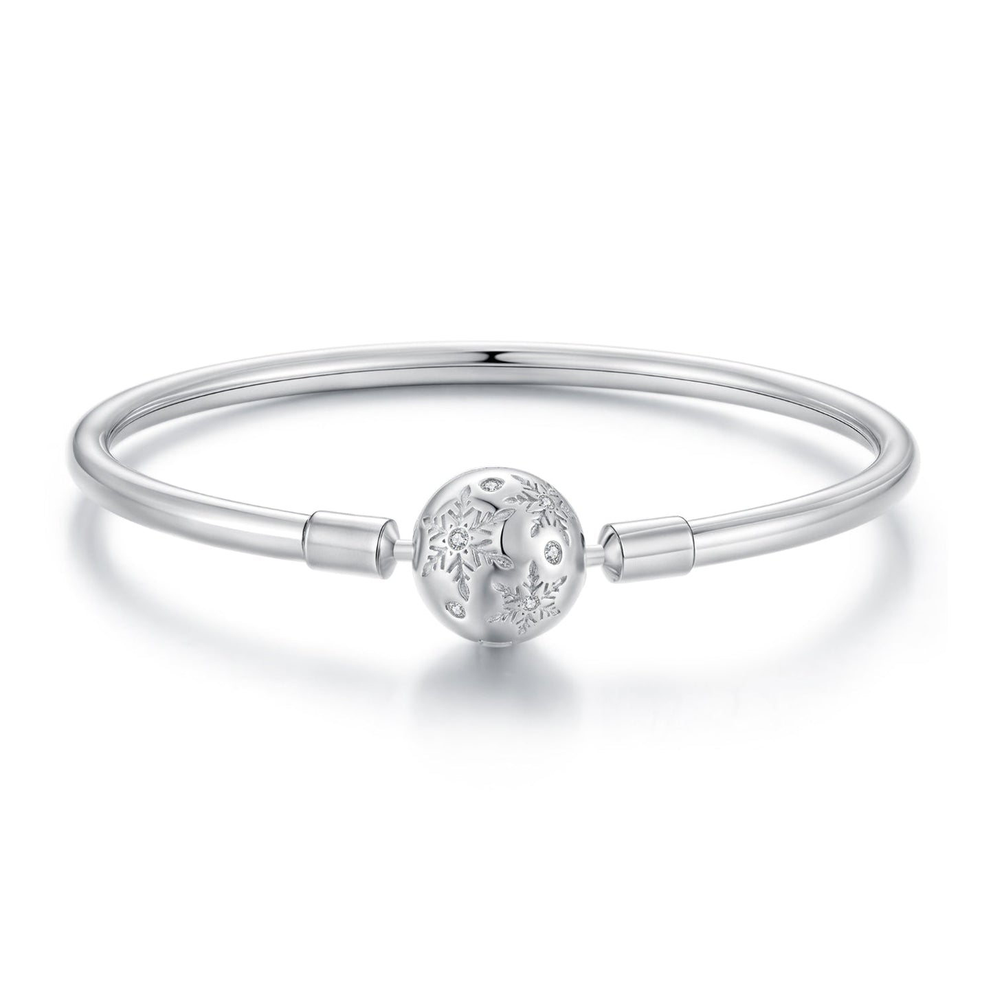 925 Sterling Silver Pavé Setting CZ Bracelet with White Gold Plating for Women - Size 17.0