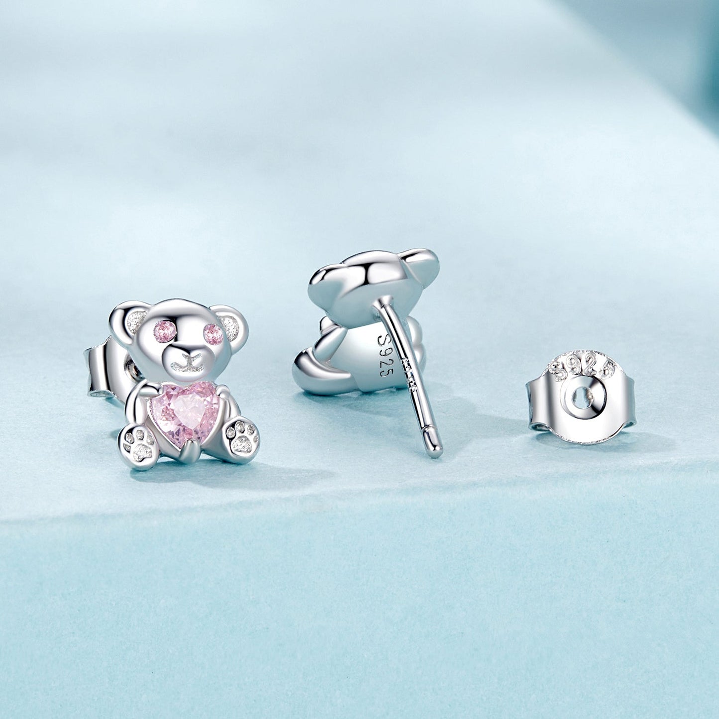 925 Sterling Silver Earrings with CZ in White Gold Plating