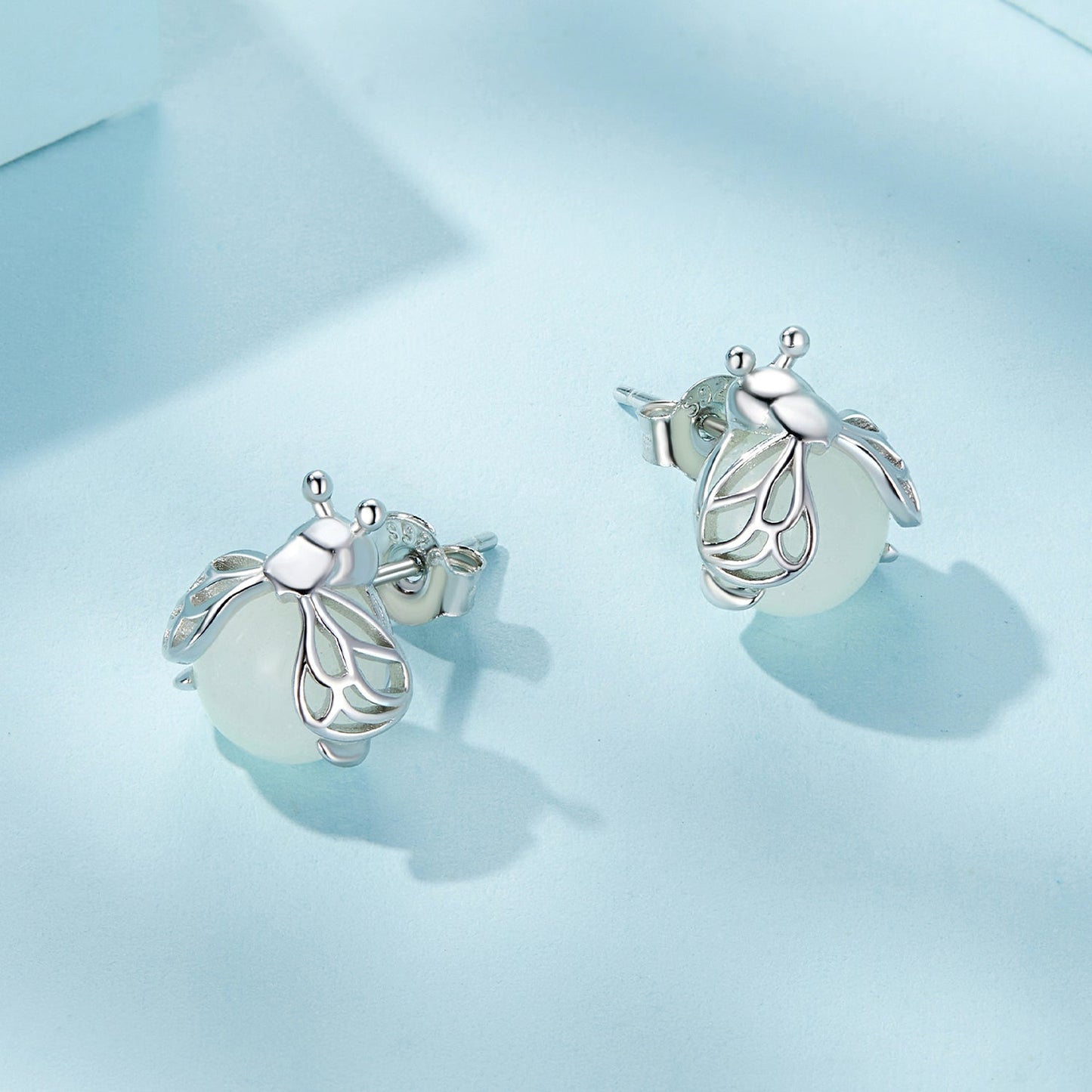 925 Sterling Silver Luminous Stone Earrings