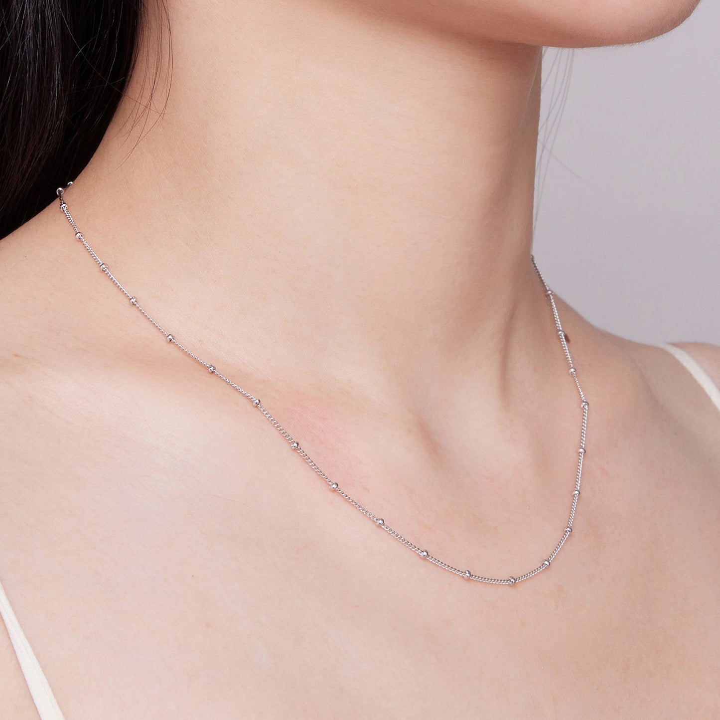 925 Sterling Silver Plated Platinum 45cm Necklace for Women