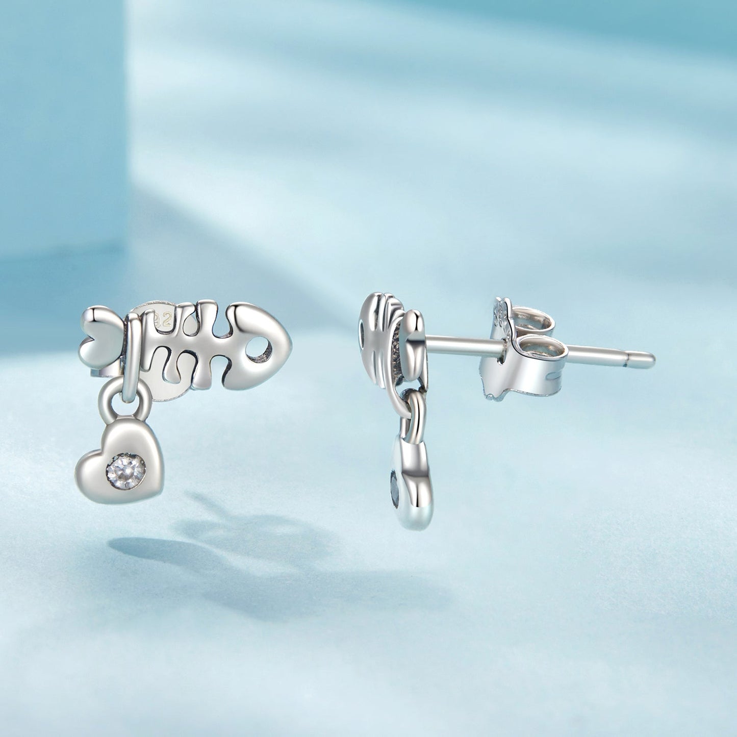 925 Sterling Silver Earrings with Pavé Setting CZ in Oxidized Silver