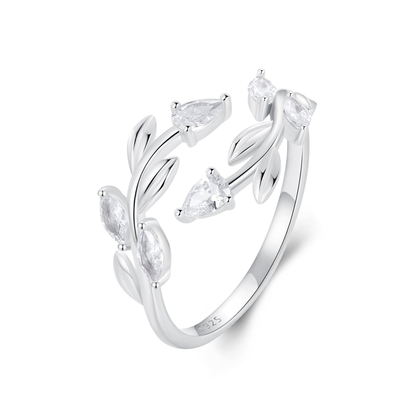 925 Sterling Silver White Gold Plated Pavé Setting CZ Ring for Women
