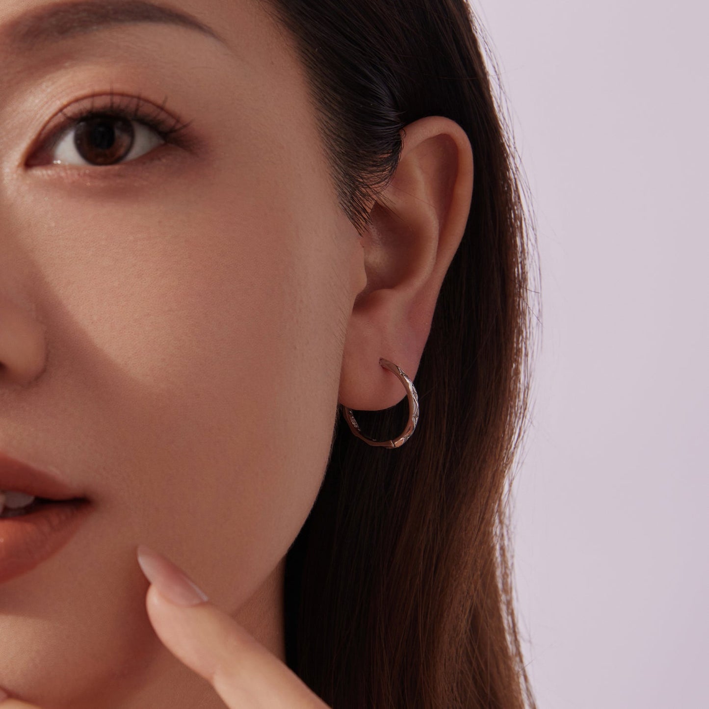 925 Sterling Silver White Gold Plated Hoop Earrings with CZ - 2.0cm