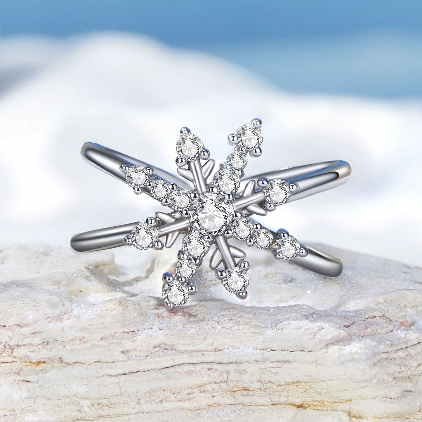 925 Sterling Silver Platinum Plated Pavé Set CZ Ring for Women