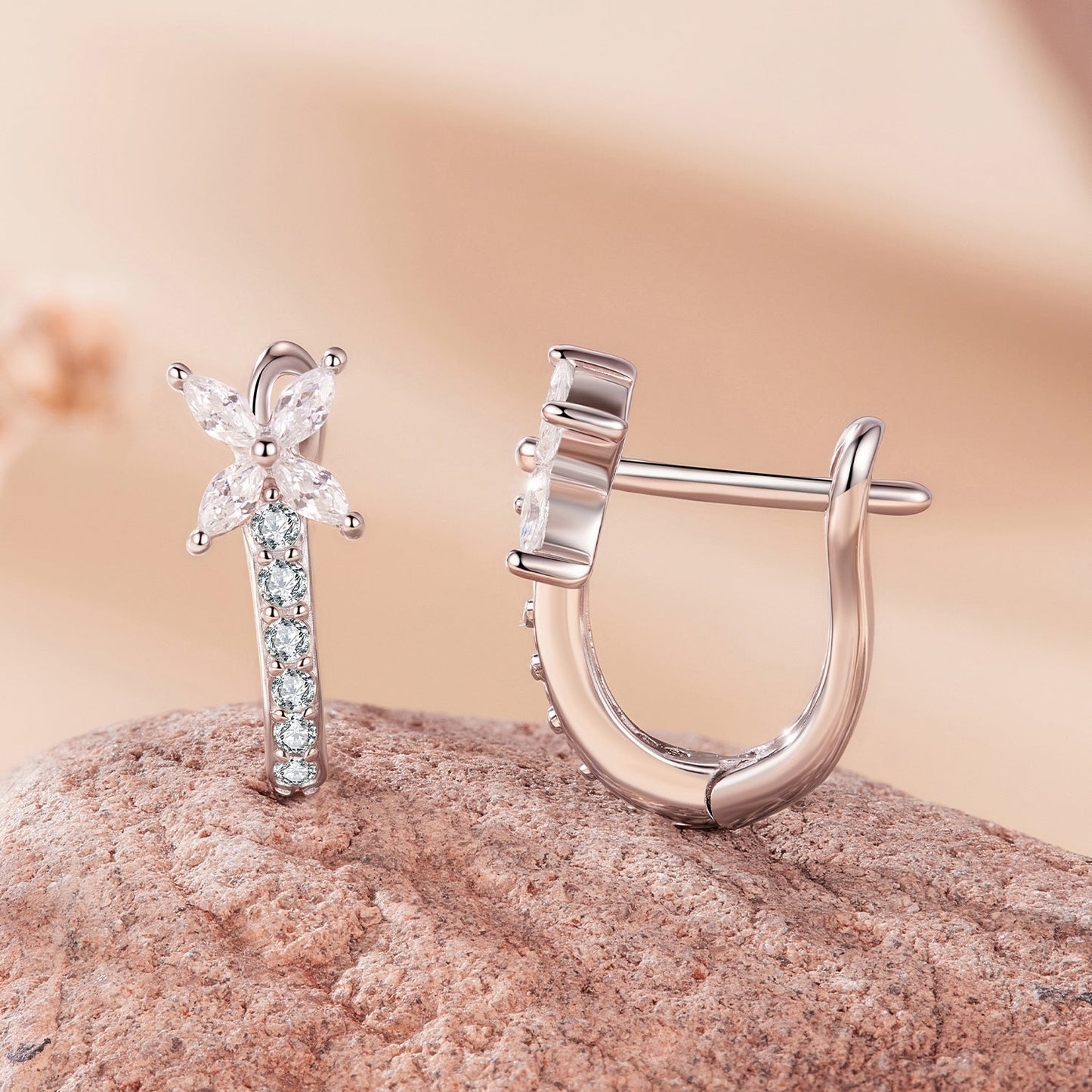 925 Sterling Silver White Gold Plated CZ Earrings for Women