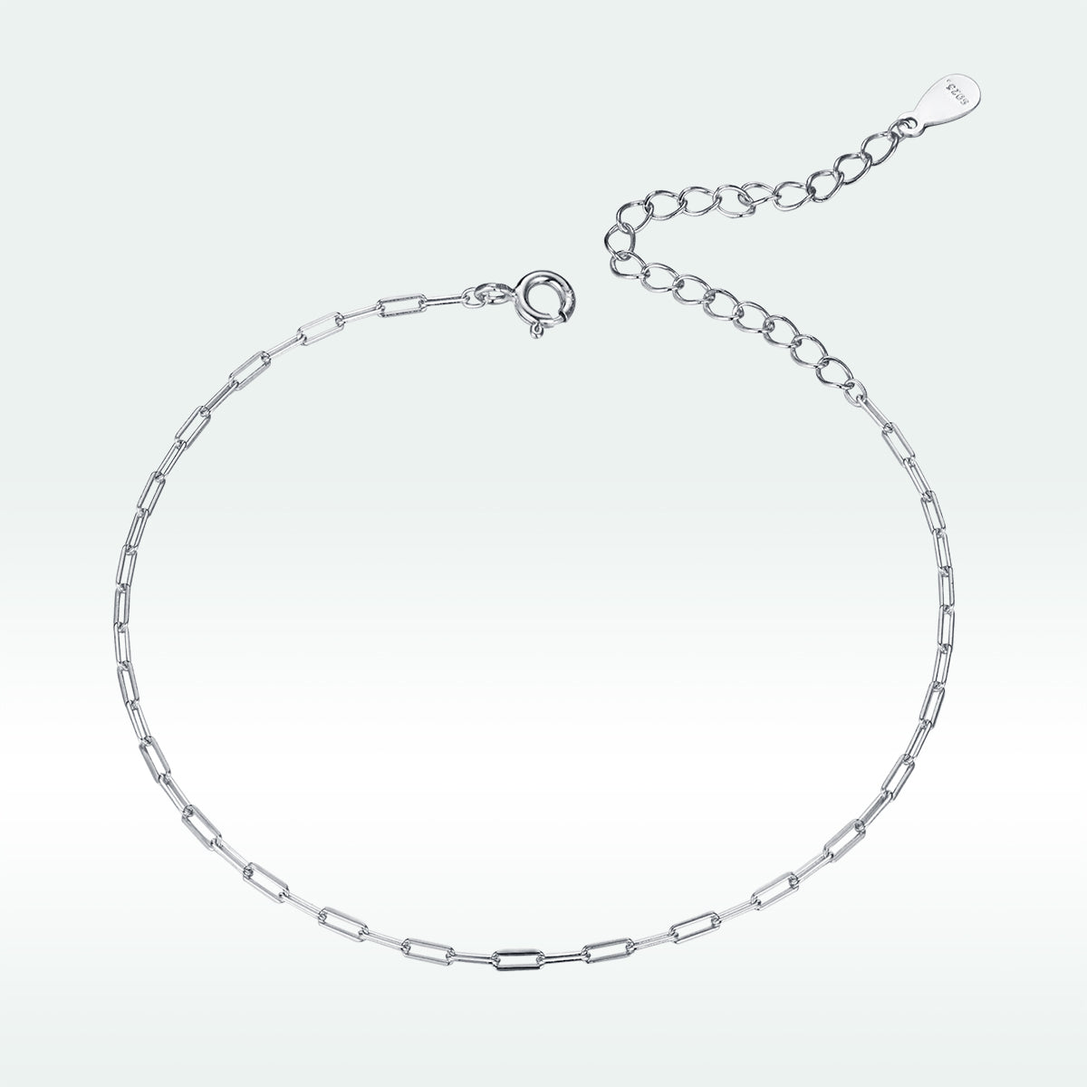 925 Sterling Silver & Plated Platinum Bracelet - 17+5cm Length