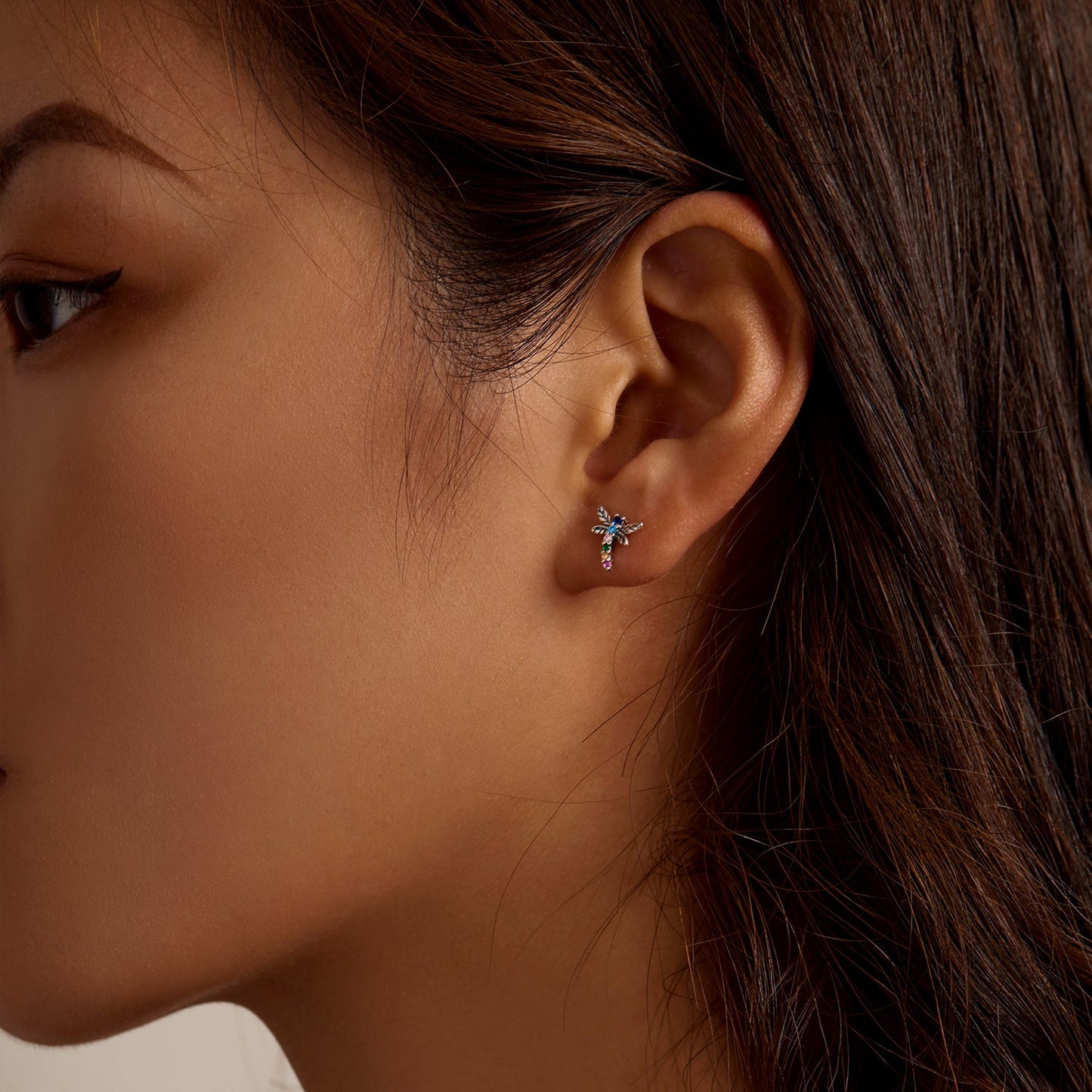 925 Sterling Silver Earrings with Pavé Setting CZ in Oxidized Silver