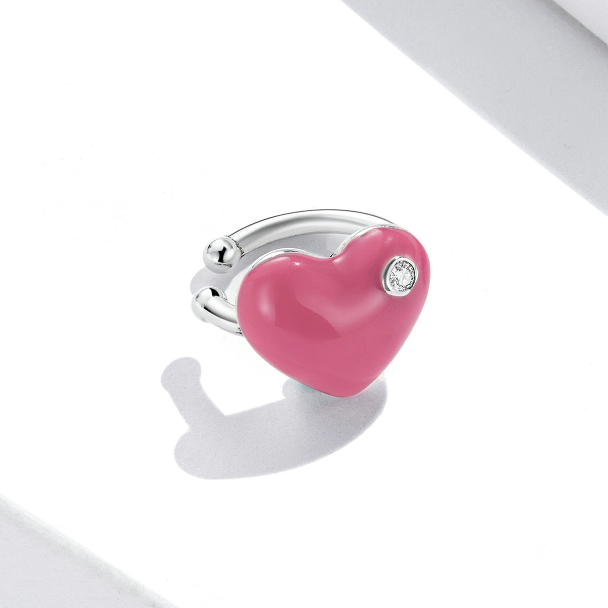 925 Sterling Silver Earrings with Pavé CZ & Enamel, 1.0*1.3cm, for Women