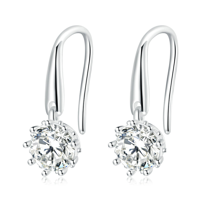 925 Sterling Silver Earrings with Pavé Setting and Platinum Plating