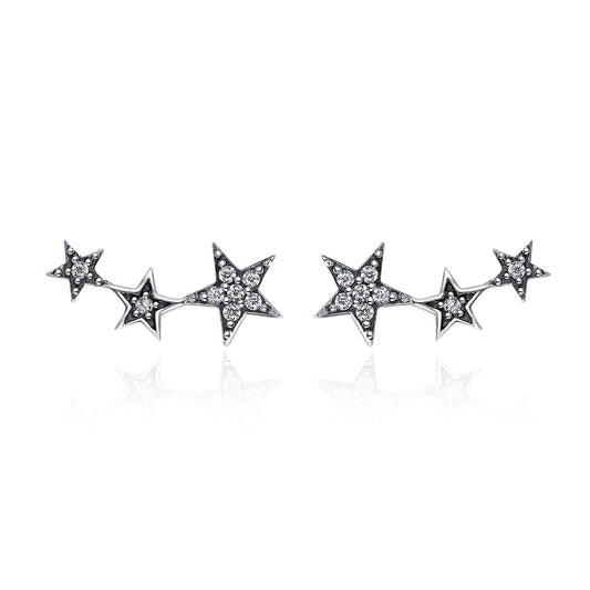 925 Sterling Silver Oxidized Silver Pavé Setting CZ Earrings