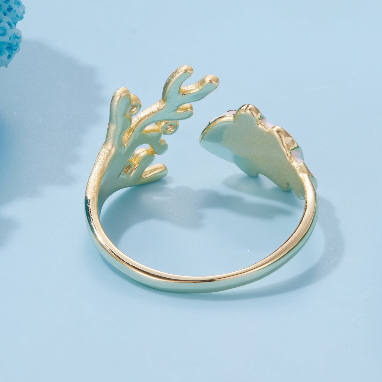 925 Sterling Silver Enamel Pavé Setting CZ Gold Plated Ring for Women