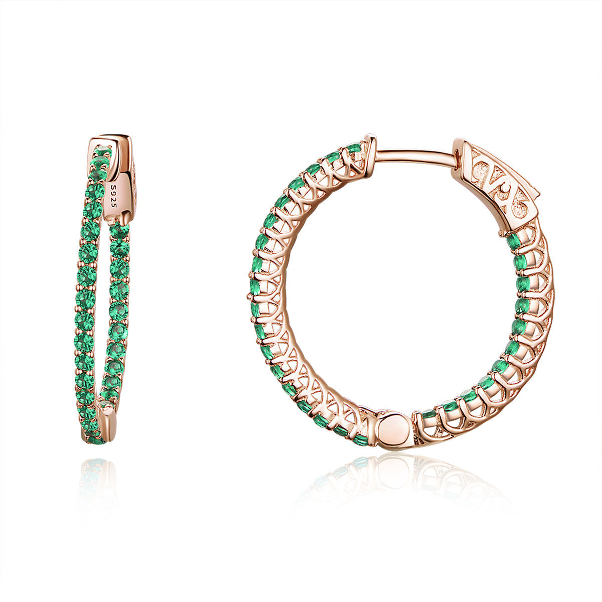 925 Sterling Silver Plated Rose Gold Pavé Setting CZ Earrings