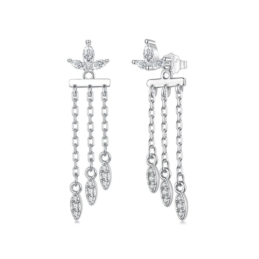 925 Sterling Silver Earrings with White Gold Plating and CZ