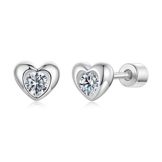 925 Sterling Silver Moissanite Earrings 0.5cm for Women