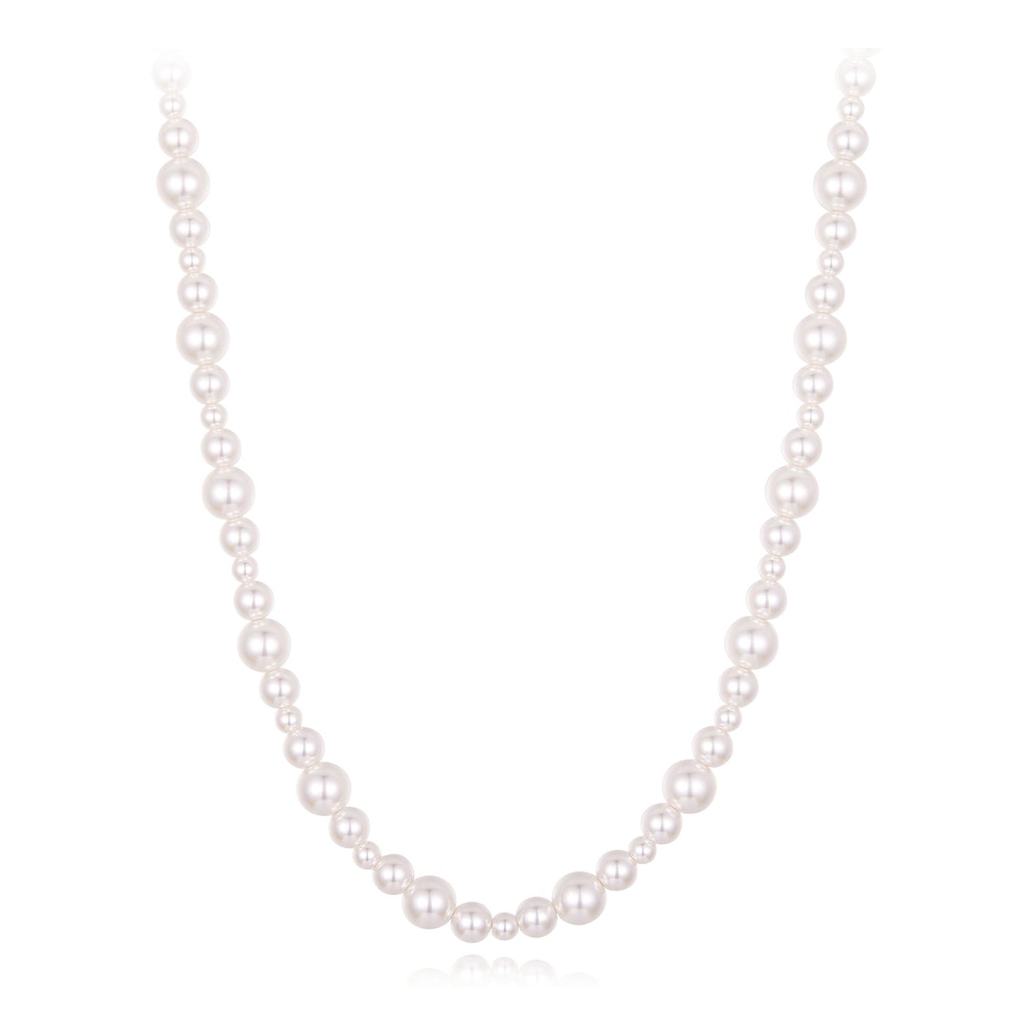 925 Sterling Silver White Gold Plated Necklace with Synthetic Pearls for Women
