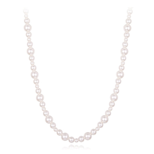 925 Sterling Silver White Gold Plated Necklace with Synthetic Pearls for Women